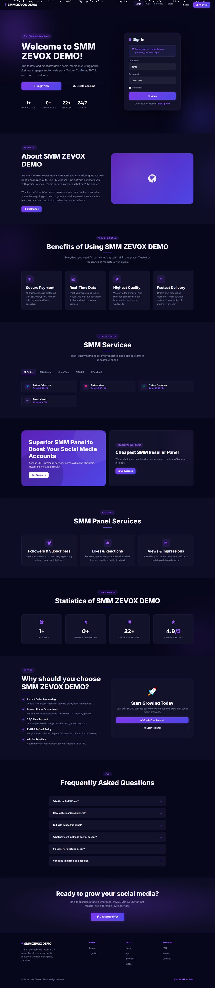 Nova theme homepage preview — scroll to see the full page
